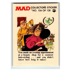 MAD Collector's Sticker No. 104 of 128 1983 E.C. Publications